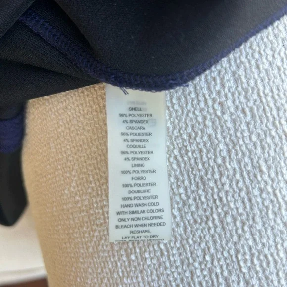 Vince Camuto Navy Sheath Dress with White Lace Front Trim - Picture 10 of 10